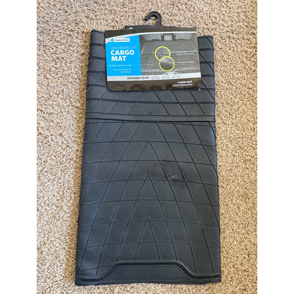 Members Mark Universal Fit Cargo Mat Black Rubber Weatherproof Trunk Liner New